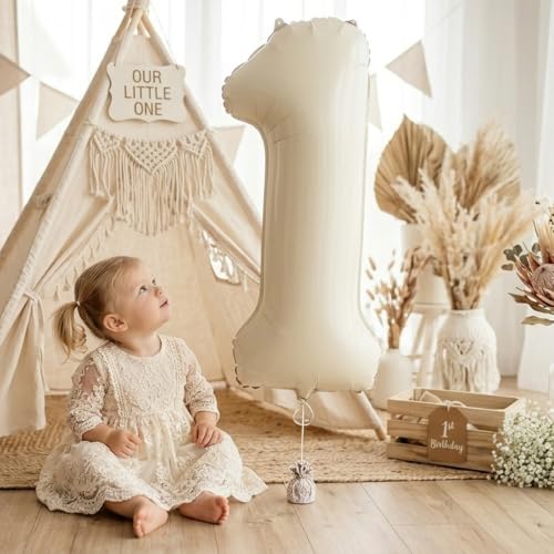 CARGEN 40-Inch Creamy White Number 1 Balloon for Parties