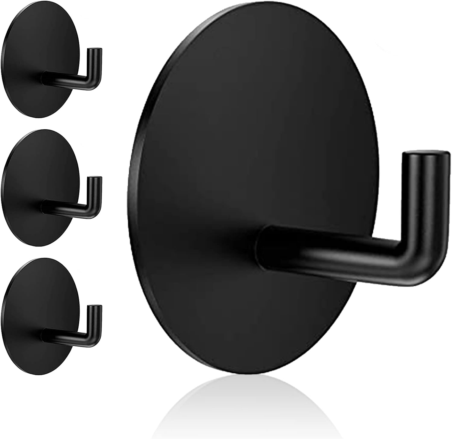 Rise Age Heavy Duty Adhesive Hooks - Waterproof Shower Hooks for Loofahs, Towels & Clothes | 4 Pack, Black Stainless Steel