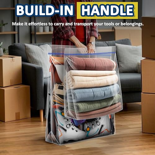 25 Gallon Heavy Duty Resealable Storage Bags with Zipper - 3 Pack