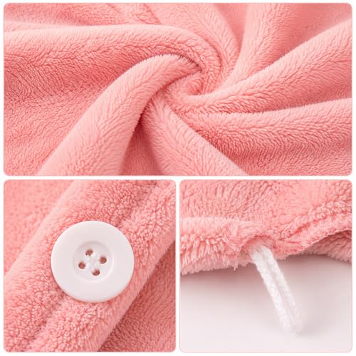 ADOGO Microfiber Hair Towel 2 Pack - Pink & Purple Drying Wraps for All Hair Types