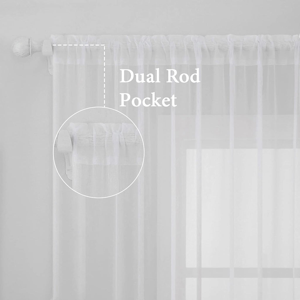 MIULEE Solid Color White Sheer Window Curtains - Elegant Voile Drapes for Bedroom & Living Room | 54 x 84 Inches