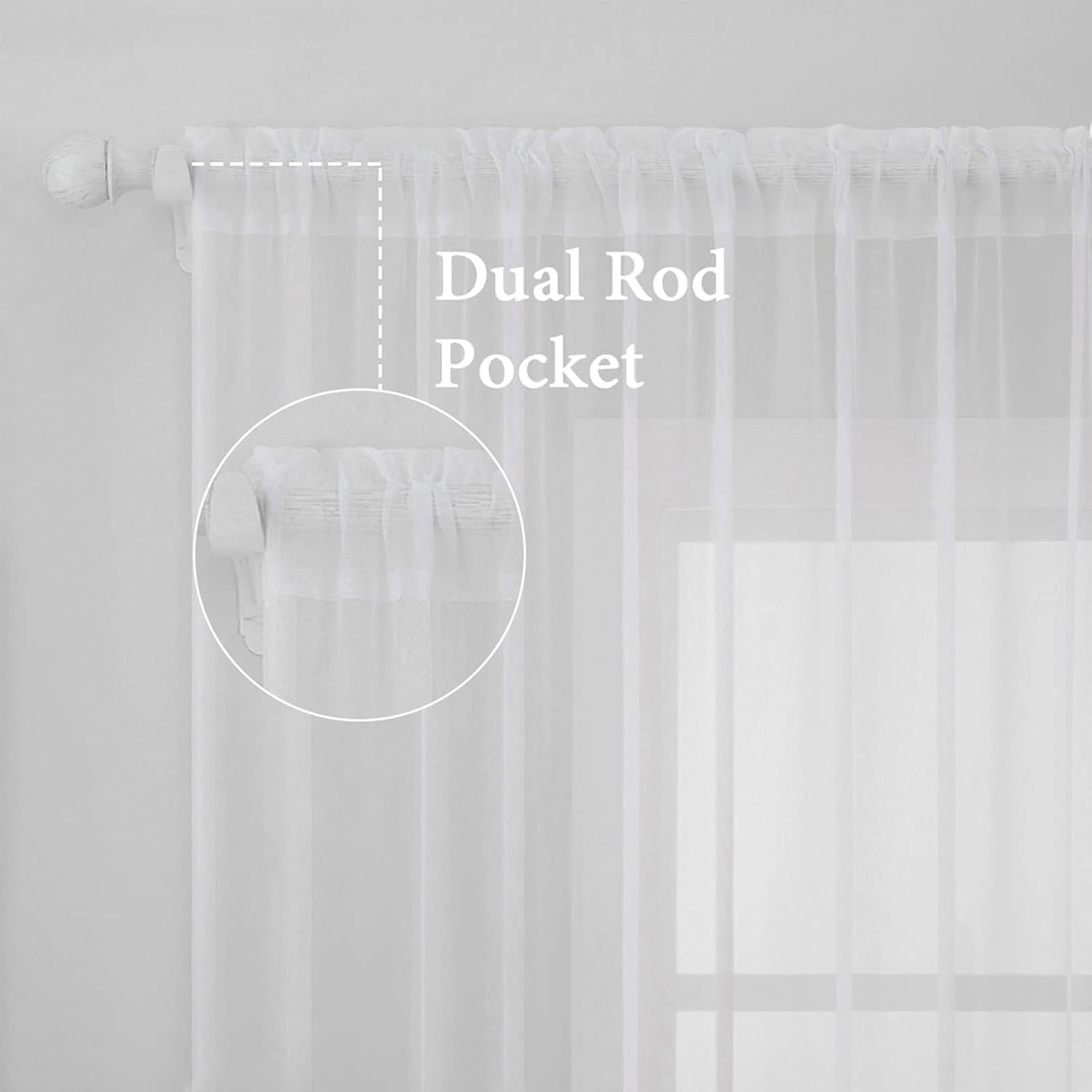 MIULEE Solid Color White Sheer Window Curtains - Elegant Voile Drapes for Bedroom & Living Room | 54 x 84 Inches