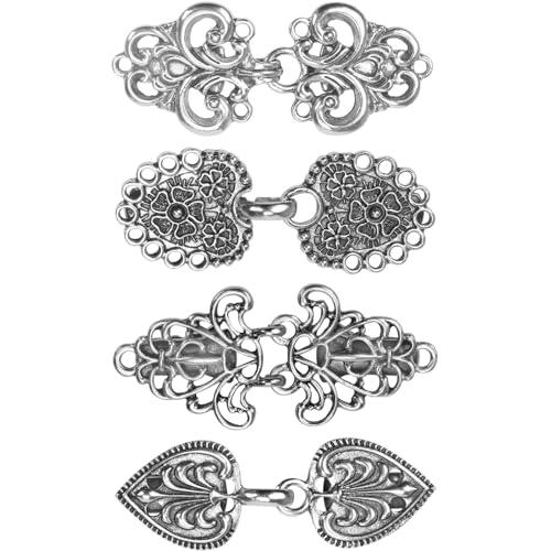 Silver Vintage Sweater Clips - 4 Pack Cardigan Holders & Brooches