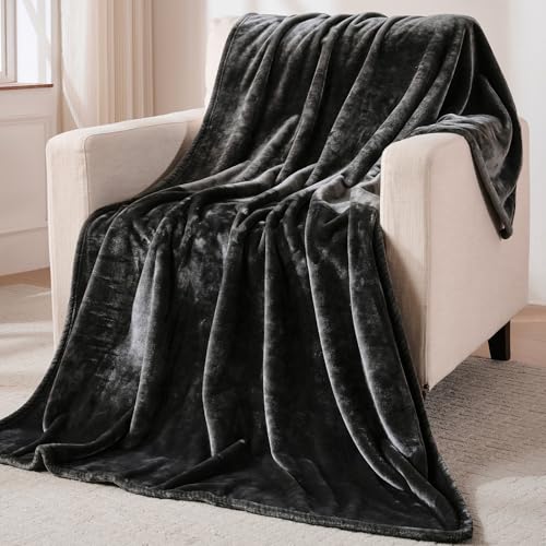 420 GSM Cozy Throw Blanket for Couch - Dark Grey 50''x70''