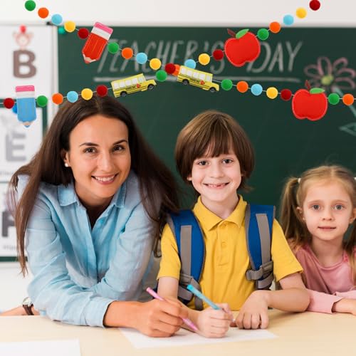 Back to School Felt Banner Garland with Apples, Pencils & Buses