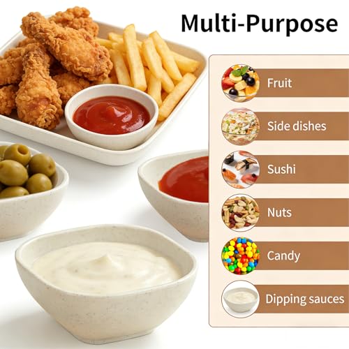 Eco-Friendly Mini Dipping Bowls - 9 Pack Wheat Straw, 4.5 oz