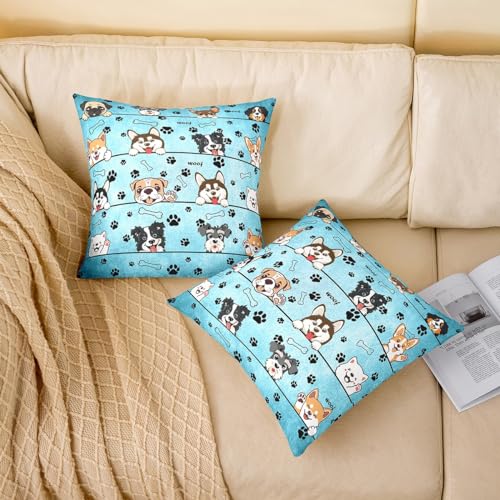Manfei Cute Dog Double-Sided Pillow Covers, 18"x18" Pack of 2