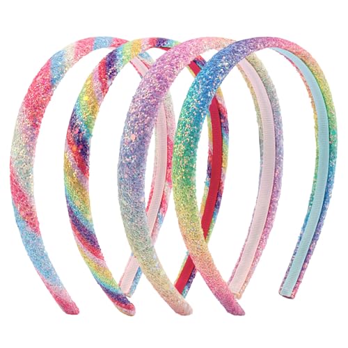 Glitter Sequin Girls Headbands 4-Pack - Non-Slip Sparkly Hair Accessories