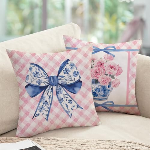 Pink Rose Decorative Throw Pillow Covers - Set of 2, 18x18