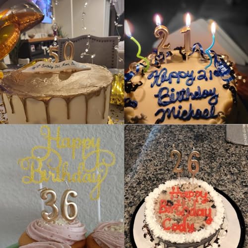 Number 68 and 86 Birthday Candles Champagne Gold Cake Topper