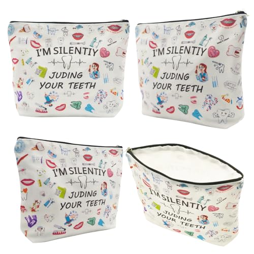 Dentist Makeup Bag Cotton Canvas Dental Hygienist Gift Pouch