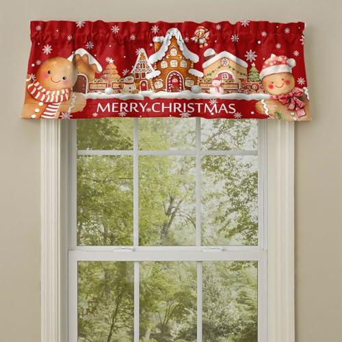 Christmas Gingerbread Man Valance for Windows 52x18 Inch Kitchen Bedroom Decor