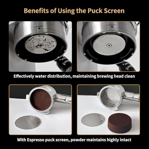 51mm Stainless Steel Espresso Puck Screen with Walnut Stand