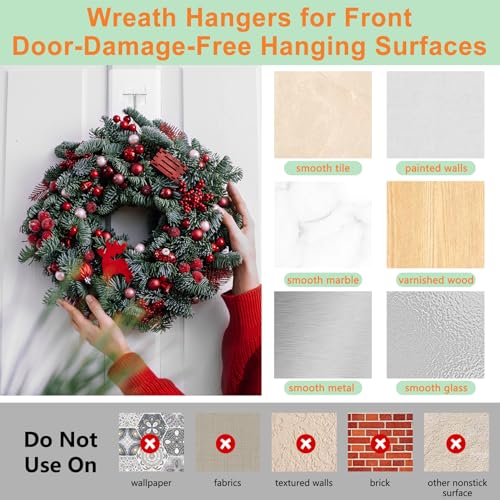 10 Pack Heavy-Duty Clear Wreath Hangers for Front Door