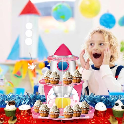 3-Tier Outer Space Cupcake Stand for Galaxy Birthday Parties