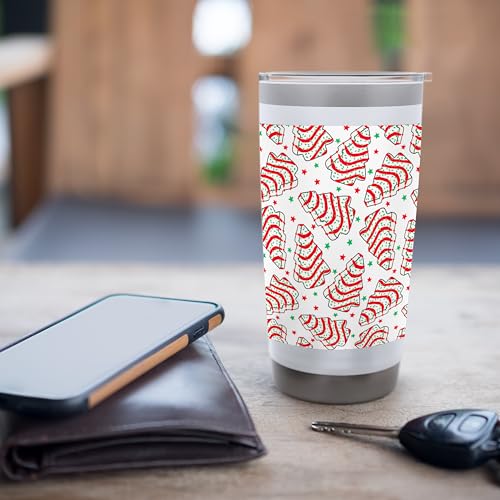 Christmas Tree Cake Tumbler 20oz Stainless Steel Insulated Drinkware - White