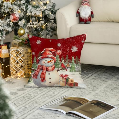 RABUSOFA Christmas Snowman Pillow Cover 18x18 - Holiday Decor
