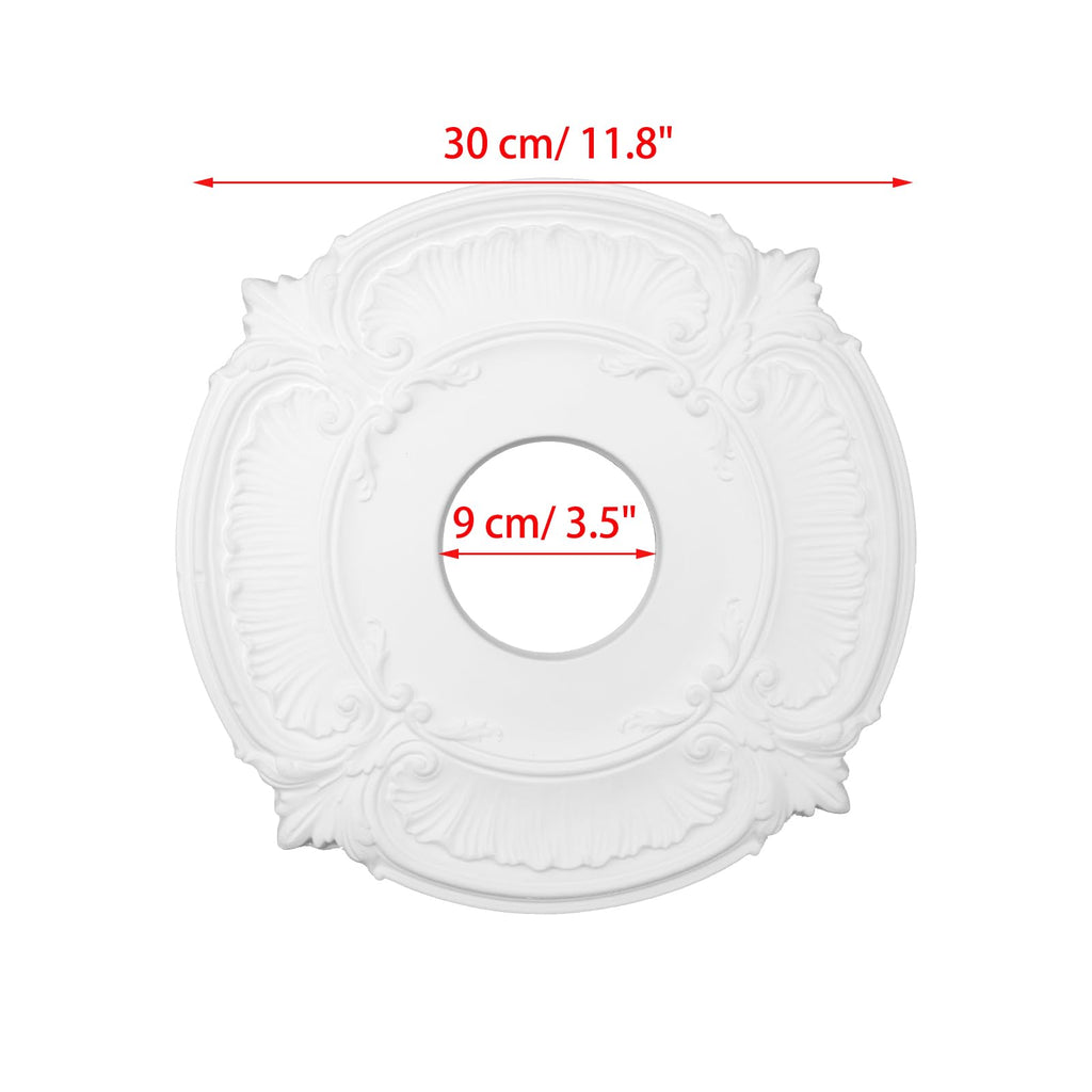 Wealrit 2 Pcs White PU Ceiling Medallions Decorative Home Lighting Ceiling Medallions Round Ceiling Fans Chandeliers Ceiling Medallion Ring for Light Fixtures 11.8" OD x 3.5" ID(Style 3)