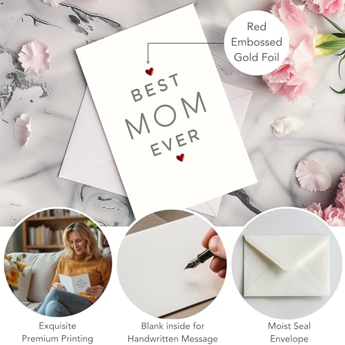 Elegant Mother's Day Card - Best Mom Ever | 4x6 with Envelope