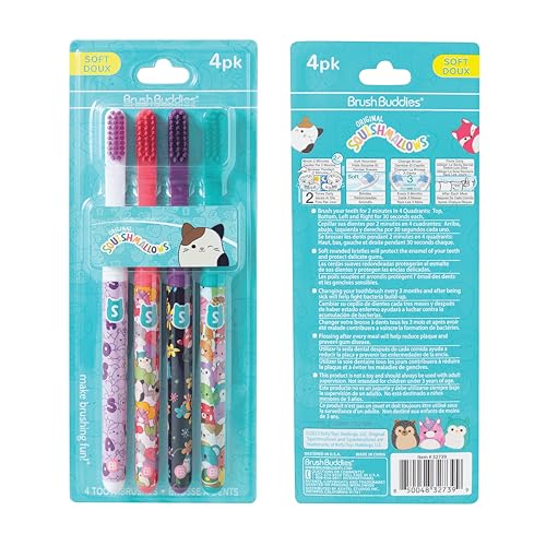 Brush Buddies Squishmallows Manual Toothbrushes Soft 4-Pack