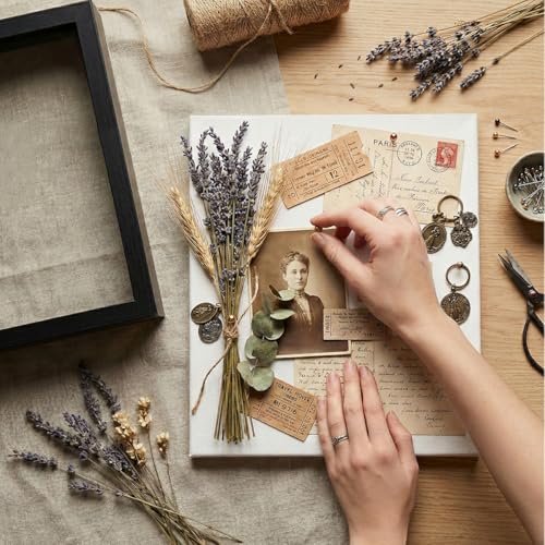 Kormuge 8x10 Shadow Box Display Frame - Black Linen Memory Box with Pins