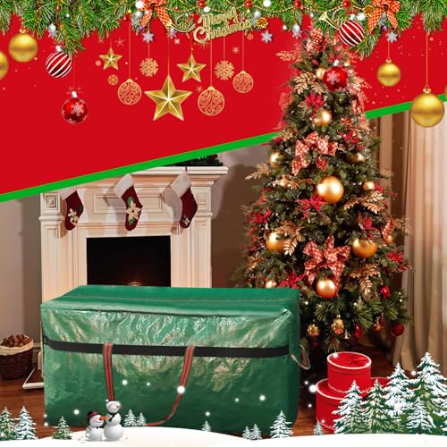 Large Waterproof Christmas Tree Storage Bag - Green, 9FT Holiday Organizer