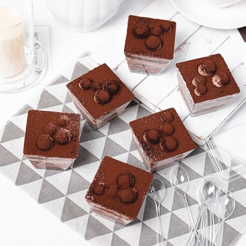 50 Pack 4oz Clear Mini Dessert Cups with Spoons - Reusable Appetizer Bowls