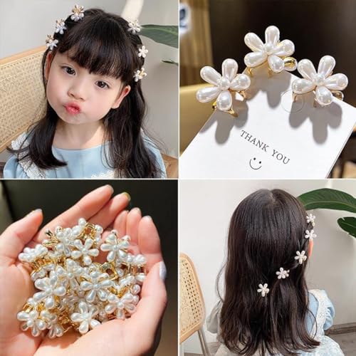 RED-SHYN Mini Pearl Hair Claw Clips Set - Small Daisy Hair Accessories