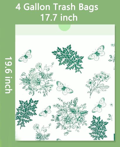 Green 60pcs 4-Gallon Drawstring Trash Bags - Tear-Free Garbage Can Liners