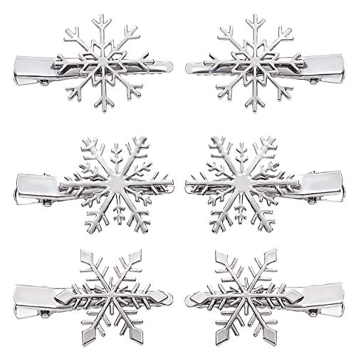 NVENF 6PCS Christmas Snowflake Hair Clips Rhinestone Holiday Hairpins