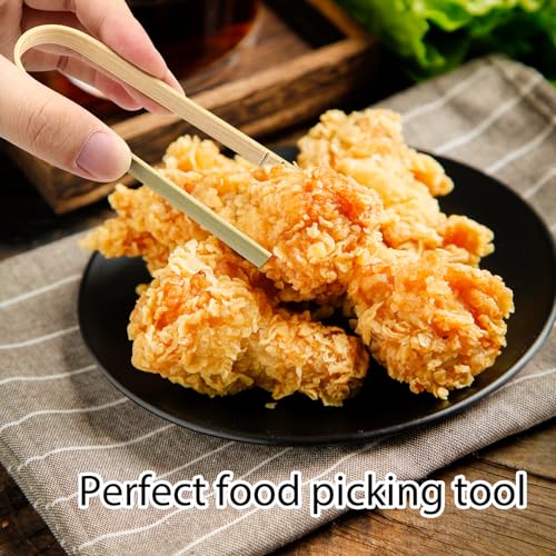 Mini Bamboo Tongs - 20 Disposable Wooden Tongs for Charcuterie