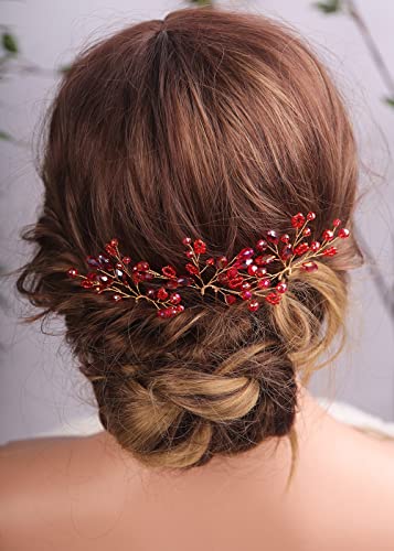 Teyglen Black Crystal Bridal Hair Pins Set of 2 Wedding Rhinestone Hair Pieces