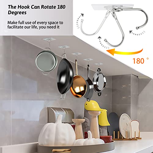 16 Pack Heavy Duty Adhesive Hooks - 33lb Waterproof Clear Wall Hooks