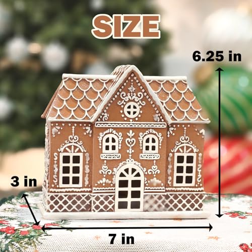 Medium Gingerbread House Decor with LED Light - Christmas Village Figurine