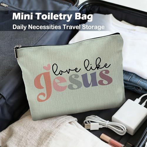 Love Like Jesus Christian Makeup Bag Bible Verse Cosmetic Bag Green