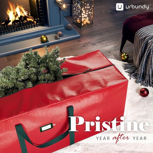 URBUNDY Heavy Duty Christmas Tree Storage Bag for 7.5 Ft Trees - Red