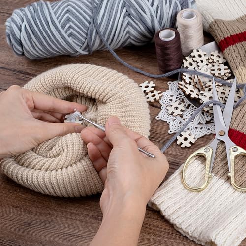 BEIQIYA 60pcs Wooden Hat Pom Pom Buttons, Removable Fasteners