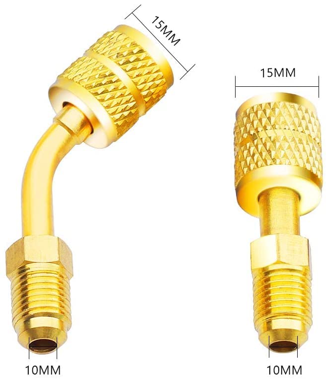 R410A Adapter Kit - 5/16" SAE Female to 1/4" SAE Male, 1 Straight & 1 Angled
