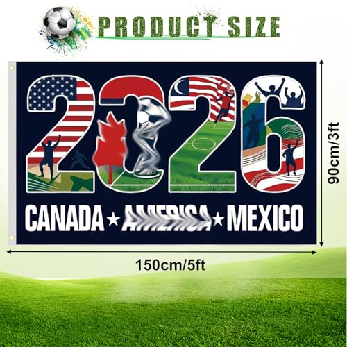 World Cup 2026 Flag - 5x3FT Durable Party Decoration
