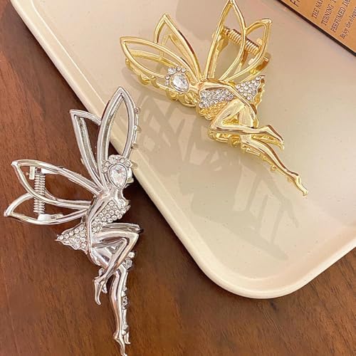 Gold Elf Hair Claw Clip with Rhinestones Metal Fairy Hair Clip