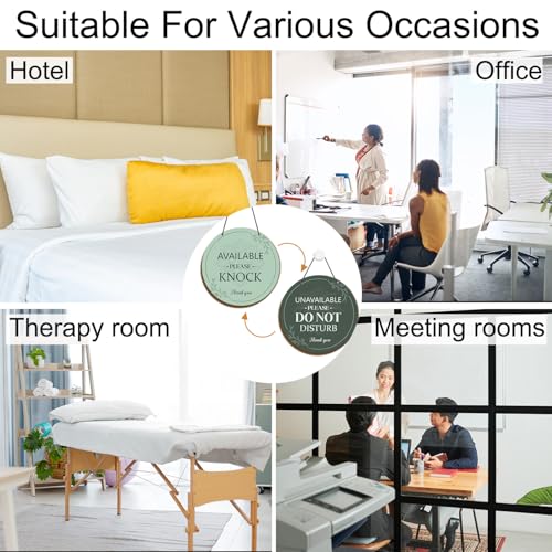 White & Green Do Not Disturb Sign - Please Knock Hanger Plaque, Polite Door Sign for Office & Home
