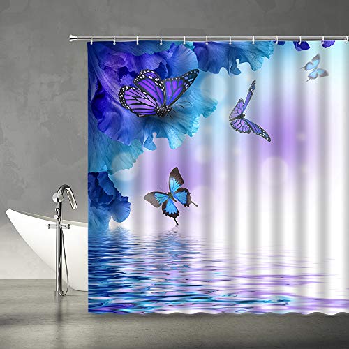 Butterfly Shower Curtain 72x72 Inch - Vibrant Floral Design