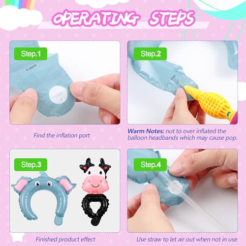 Libima 120 Pcs Inflatable Animal Headbands & Wristbands Party Set - Assorted Styles
