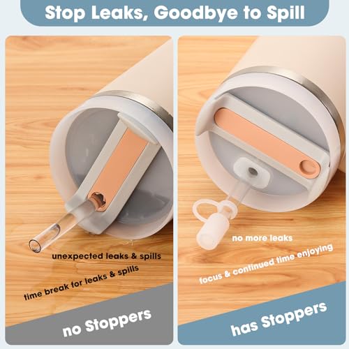 2 Set Spill Stopper for Stanley Cup 20 oz 30 oz 40 oz 64 oz, Leak Proof Accessory for Stanley Tumbler 2.0, Anti Leak Kit for Stanley Quencher (Clear, 2)