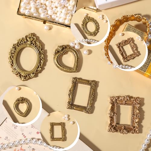 12 Pcs Vintage Mini Gold Picture Frames, Antique Resin Baroque Photo Frames