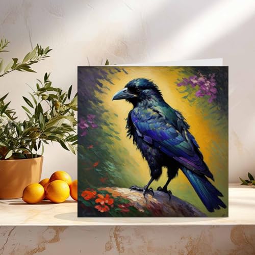 Premium Crow Greeting Card - 145mm x 145mm, Eco-Friendly