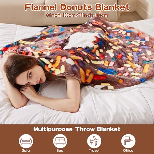 SeaRoomy 71in Chocolate Donut Blanket - Funny Food Throw Blanket for Adults