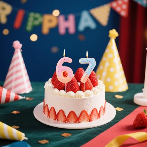 Ice Cream Donut Birthday Candles Set - Numbers 6 & 7