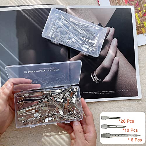 42Pcs Metal Hair Styling Clips Set - Silver Duckbill & Alligator Pins with Storage Case