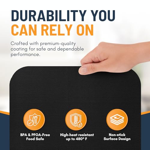 Toaster Oven Liners 2 Pack - Reusable Non-Stick 12"x12" Black